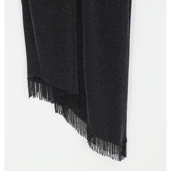 Vintage Cache Black Metallic Asymmetrical Dress Y2K 90s Glam Beaded Size‎ XXS - Picture 2 of 11